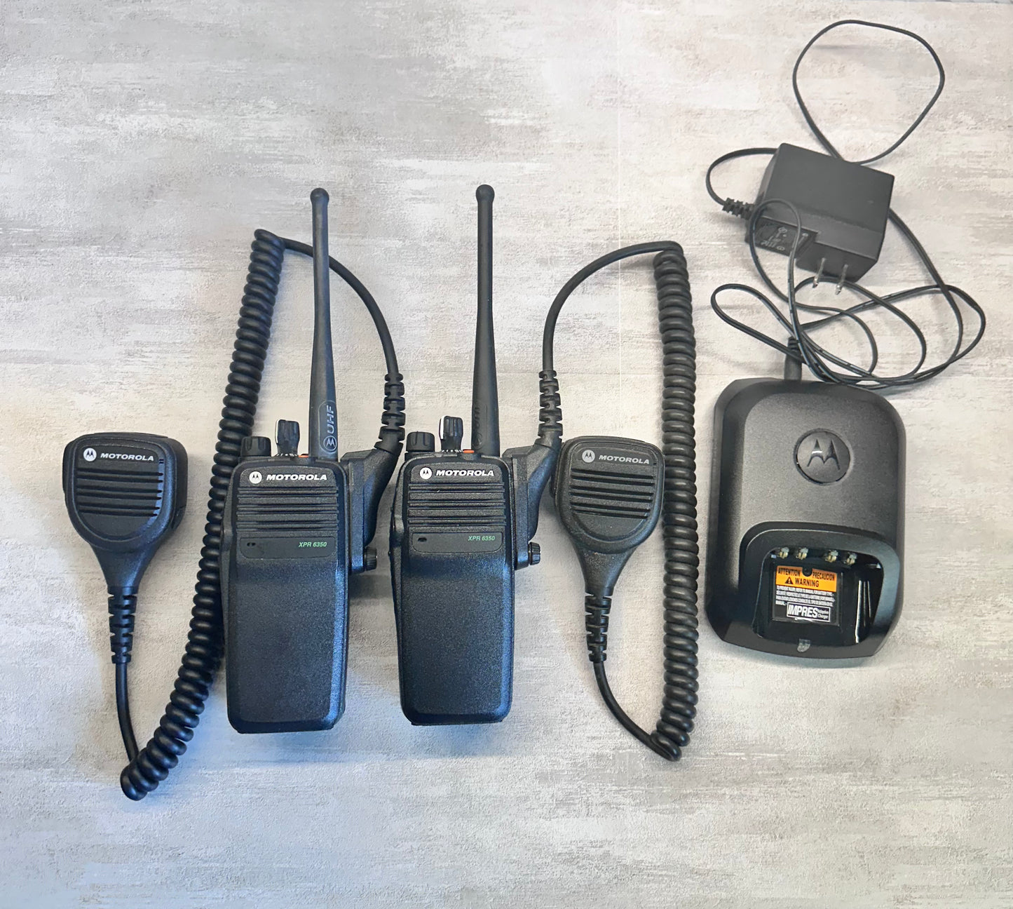 Motorola Xpr 6350 UHF 403-470 MHz Refurbished Starter Pack, LOT OF 2 Radios With Mics