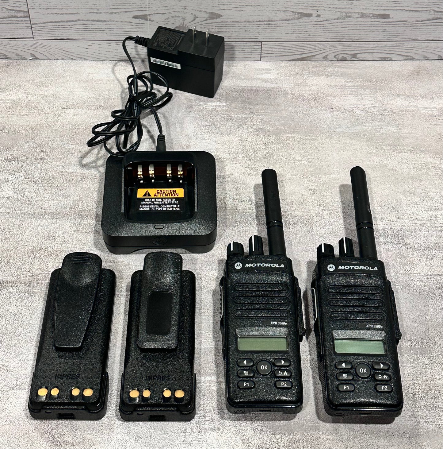 Lot of 2 Motorola Xpr 3500e UHF Combo Pack, Excellent Pre-Owned Radios Like New, No Signs of Use