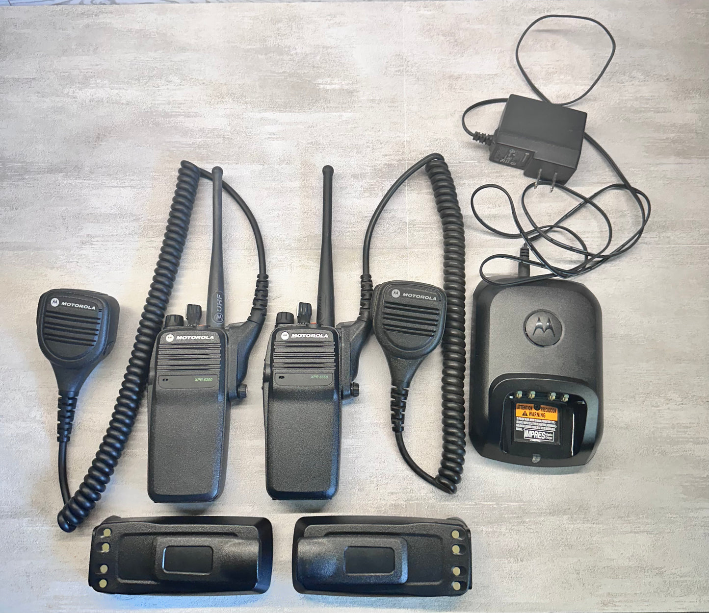 Motorola Xpr 6350 UHF 403-470 MHz Refurbished Starter Pack, LOT OF 2 Radios With Mics